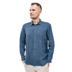 Dark blue Men`s Linen Shirt