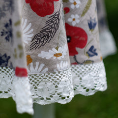 Round Tablecloth with linen lace (meadow flowers print)