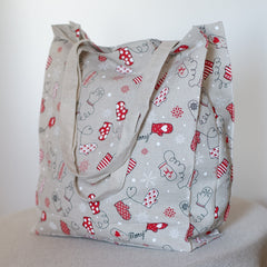 Shoulder shopping bag with different prints