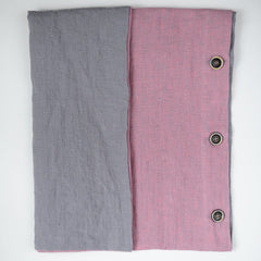 Luxury Linen Old Rose/Anthracite Gray Pillowcase With/Without Buttons