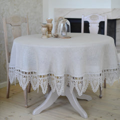 Round Tablecloth with Crocheted Lace