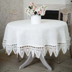 Round Tablecloth with Crocheted Lace