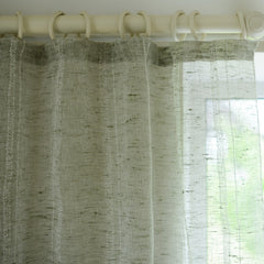 Linen Curtain with woven boucle stripes